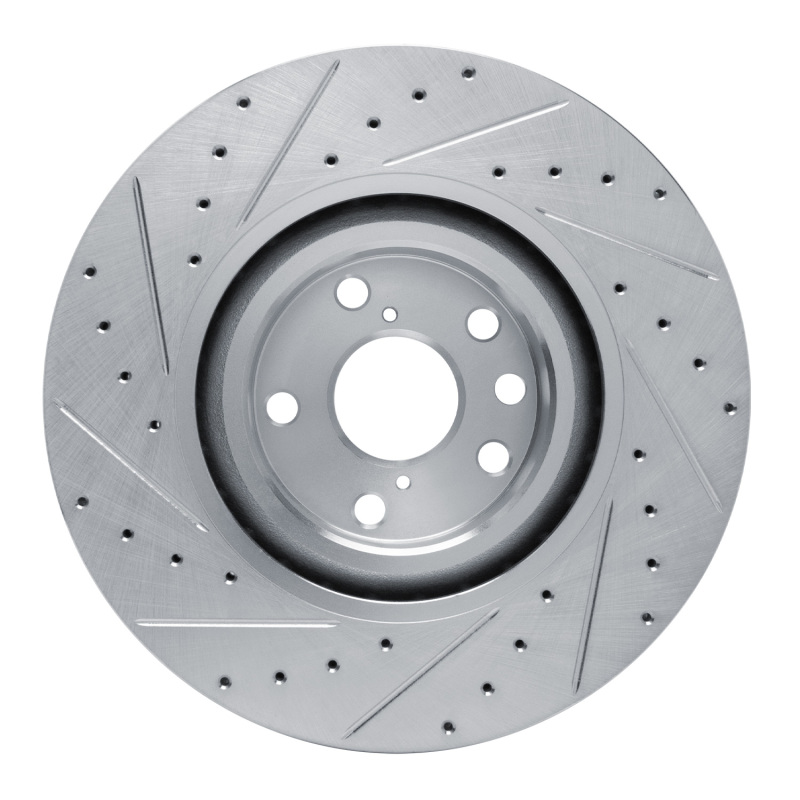 Lexus GS450H Brake Rotor (1) - Front - R1 Concepts - Drilled & Slotted - Silver - `11-`25